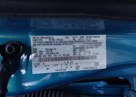 2014 Ford Focus Se из США, поврежденный, VIN 1FADP3K29EL286035